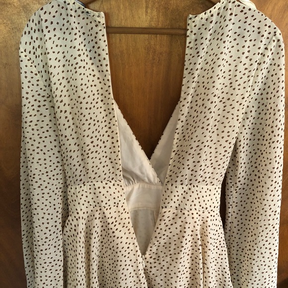 White Fox Brown Polka Dot Romper Playsuit Jumpsuit Tiered Puff Sleeve Boho NWT - Picture 8 of 15